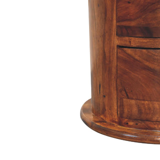 Solid Mango Wood Chestnut Finish Drum Chest