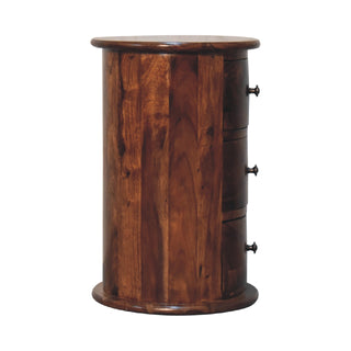 Solid Mango Wood Chestnut Finish Drum Chest