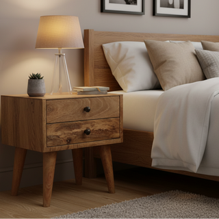 Narrow Mango Wood Bedside Table