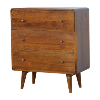 Curved Chest of Drawers in Chestnut Finish
