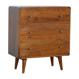 Curved Chest of Drawers in Chestnut Finish