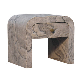 Darcy Rounded Bedside Table Stone Veneer