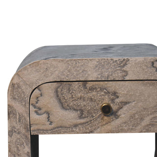 Darcy Rounded Bedside Table Stone Veneer