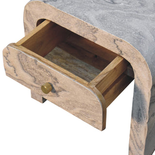 Darcy Rounded Bedside Table Stone Veneer