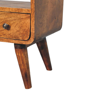 1-Drawer Narrow Curved TV Unit in Chestnut Finish
