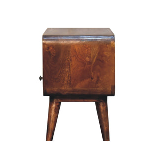 1-Drawer Narrow Curved TV Unit in Chestnut Finish