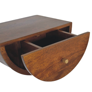 Crescent Floating Bedside Table in Chestnut Finish