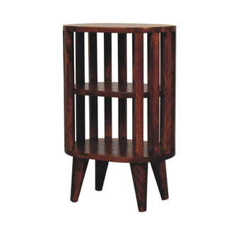 Ariella Double Open-Shelf Bedside Table, Chestnut Finish