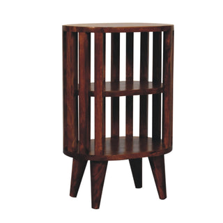 Ariella Double Open-Shelf Bedside Table, Chestnut Finish