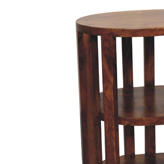 Ariella Double Open-Shelf Bedside Table, Chestnut Finish
