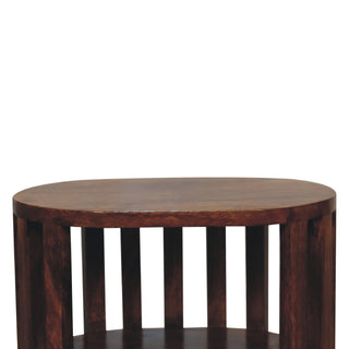 Ariella Double Open-Shelf Bedside Table, Chestnut Finish