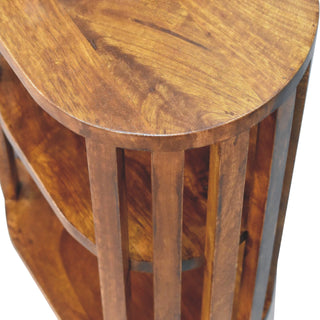 Ariella Double Open-Shelf Bedside Table, Chestnut Finish