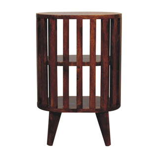 Ariella Double Open-Shelf Bedside Table, Chestnut Finish