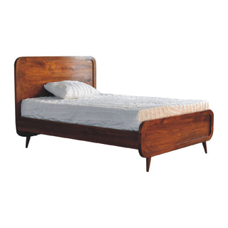Solid Mango Wood Double Bed in Chestnut Finish