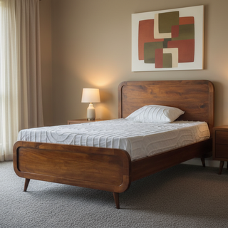 Solid Mango Wood Double Bed in Chestnut Finish