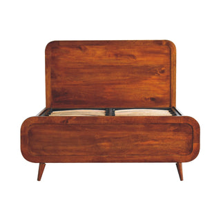 Solid Mango Wood Double Bed in Chestnut Finish