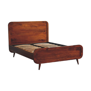 Solid Mango Wood Double Bed in Chestnut Finish