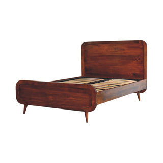 Solid Mango Wood Double Bed in Chestnut Finish