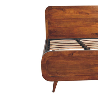 Solid Mango Wood Double Bed in Chestnut Finish