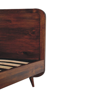 Solid Mango Wood Double Bed in Chestnut Finish