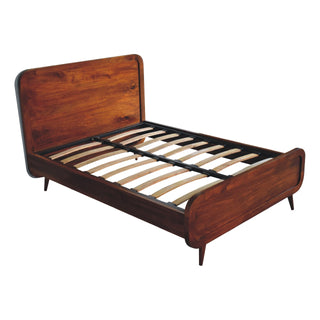 Solid Mango Wood Double Bed in Chestnut Finish