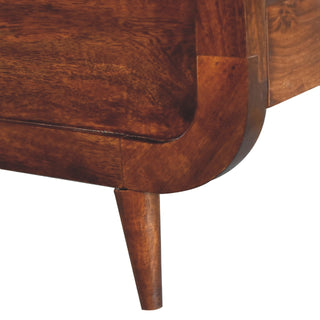 Solid Mango Wood Double Bed in Chestnut Finish