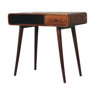 Curved Mango Wood Desk, Chestnut Finish