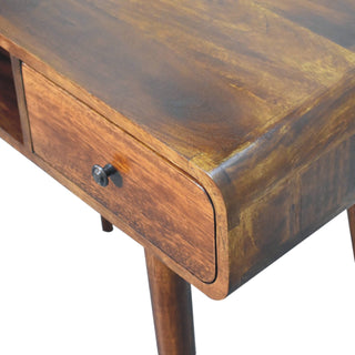 Curved Mango Wood Desk, Chestnut Finish