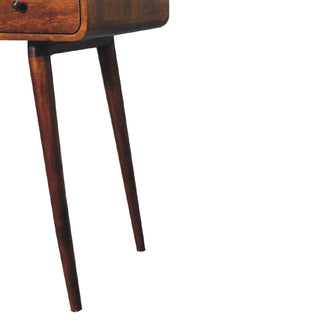 Curved Mango Wood Desk, Chestnut Finish