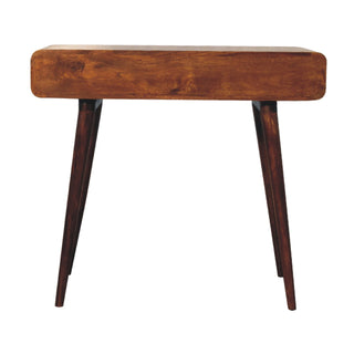 Curved Mango Wood Desk, Chestnut Finish