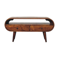 Chestnut Finish Circular TV Stand