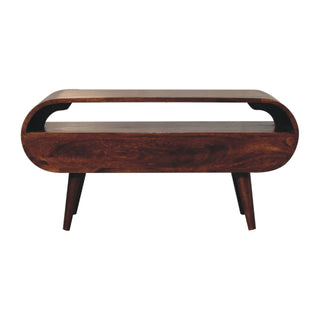 Chestnut Finish Circular TV Stand