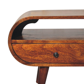 Chestnut Finish Circular TV Stand