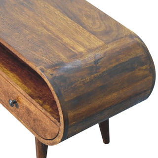 Chestnut Finish Circular TV Stand