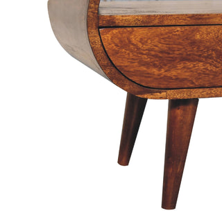 Chestnut Finish Circular TV Stand
