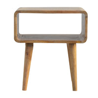 Curved Bedside Table in Oak Finish – Open Shelf