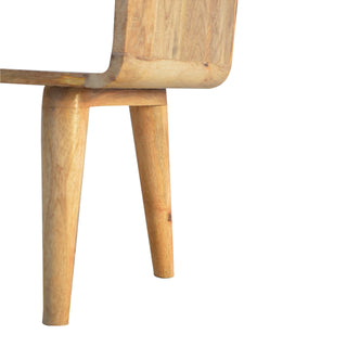 Curved Bedside Table in Oak Finish – Open Shelf