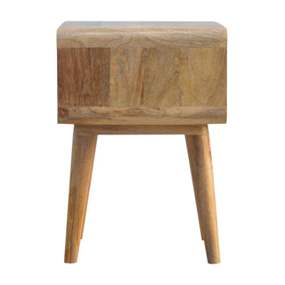 Curved Bedside Table in Oak Finish – Open Shelf
