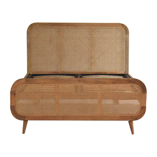 Solid Mango Wood & Rattan Double Bed