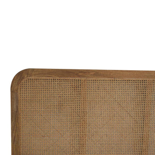 Solid Mango Wood & Rattan Double Bed