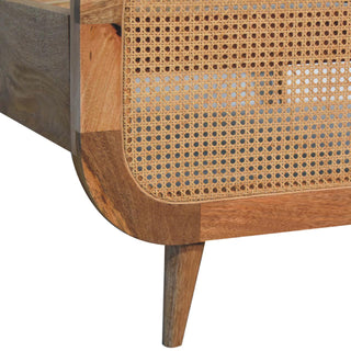 Solid Mango Wood & Rattan Double Bed