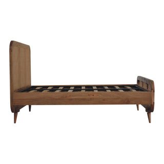 Solid Mango Wood & Rattan Double Bed