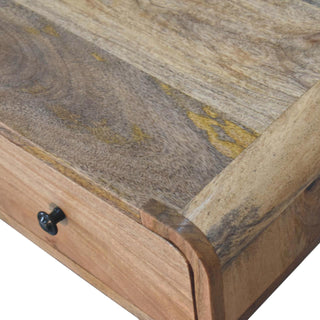 Curved Mango Wood Desk, Oak Finish
