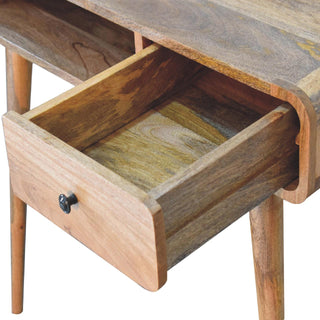 Curved Mango Wood Desk, Oak Finish