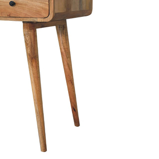 Curved Mango Wood Desk, Oak Finish
