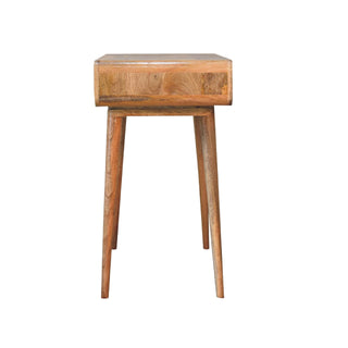 Curved Mango Wood Desk, Oak Finish