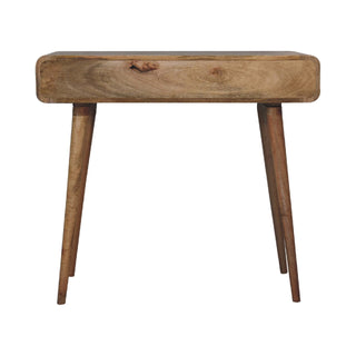 Curved Mango Wood Desk, Oak Finish
