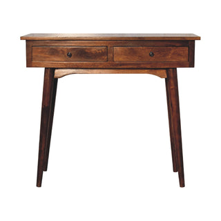 Solid Wood 2 Drawer Console Table, Chestnut Finish