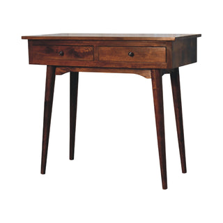 Solid Wood 2 Drawer Console Table, Chestnut Finish