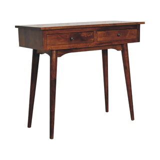 Solid Wood 2 Drawer Console Table, Chestnut Finish
